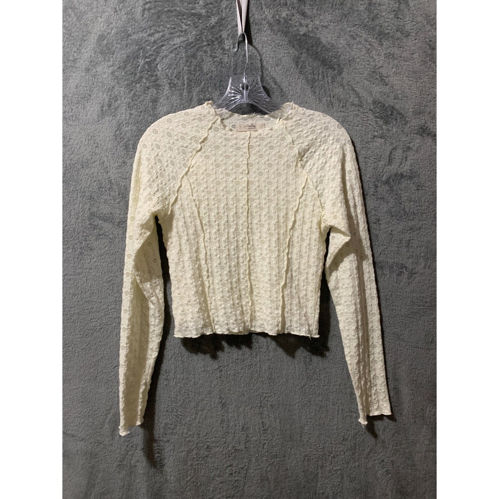 Atelier by Kirious Cream Floral Lace Long Sleeve Top Exposed Seam Small